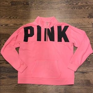 VS Pink Coral colored 1/4 zip Front pocket Ad SM